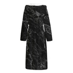 Black White Smoke Marble Print Hooded Bathrobe