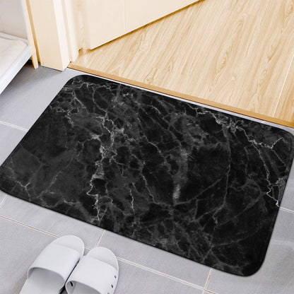 Black White Smoke Marble Print Indoor Door Mat