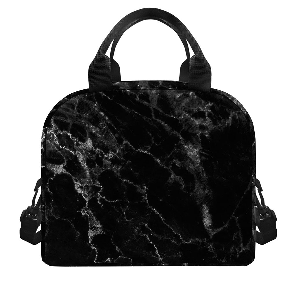 Black White Smoke Marble Print Insulated Lunch Bag