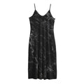 Black White Smoke Marble Print Jersey Midi Cami Dress