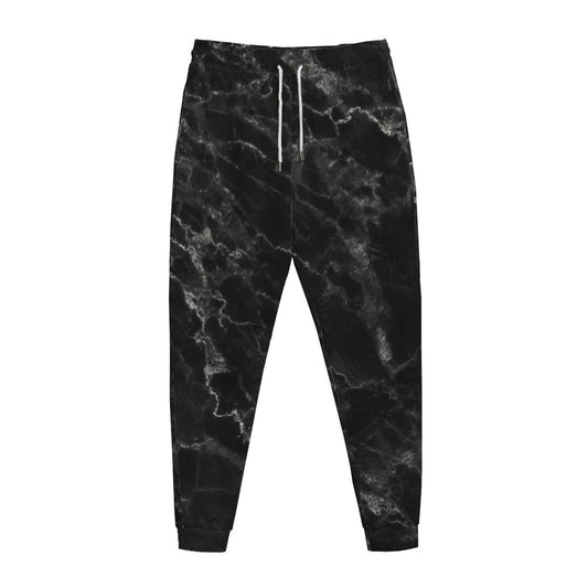 Black White Smoke Marble Print Jogger Pants