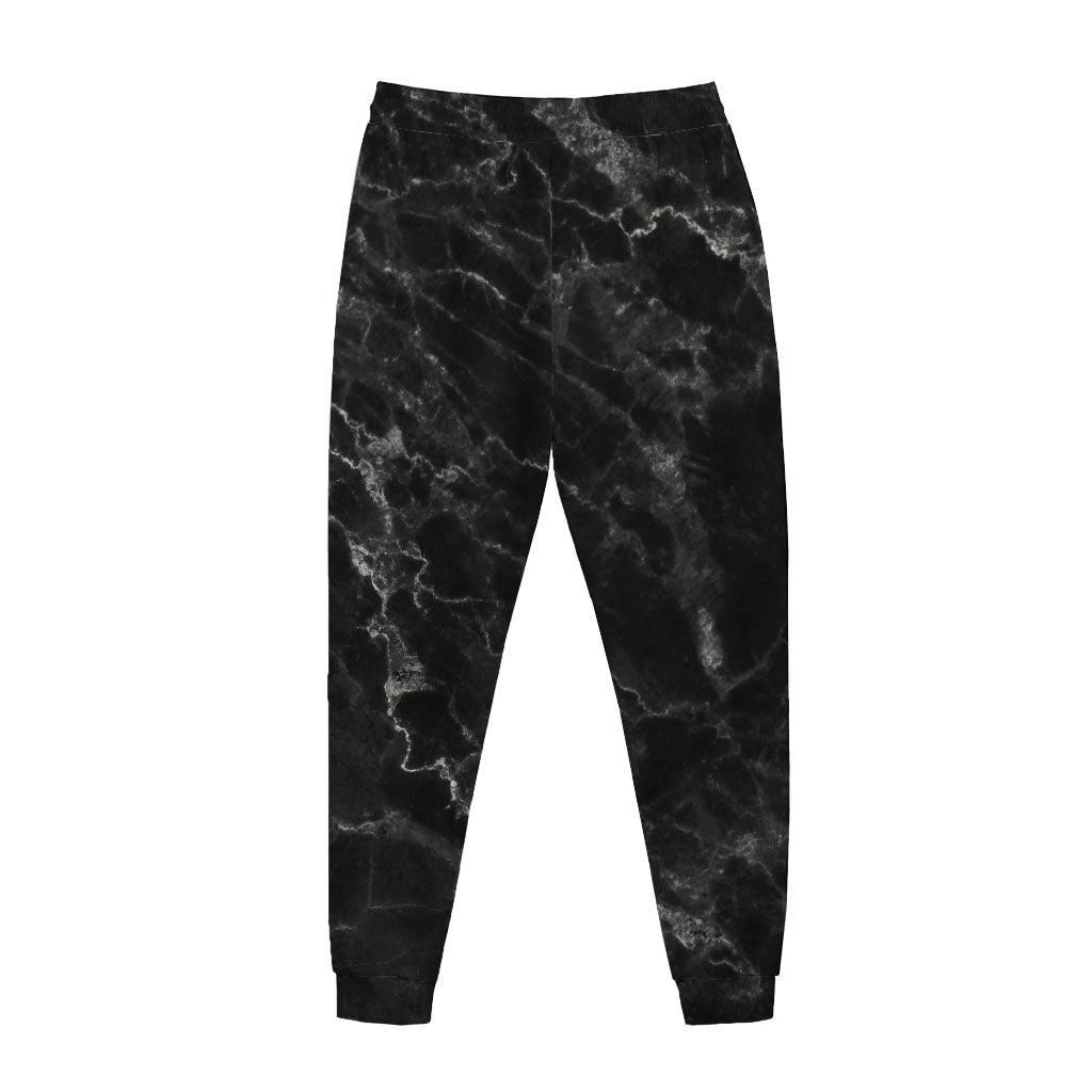 Black White Smoke Marble Print Jogger Pants