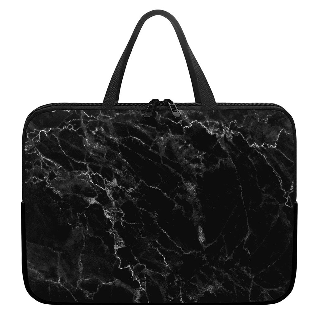 Black White Smoke Marble Print Laptop Sleeve With Handle