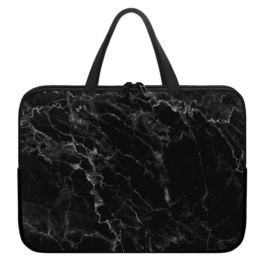 Black White Smoke Marble Print Laptop Sleeve With Handle