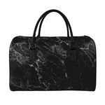 Black White Smoke Marble Print Leather Duffle Bag