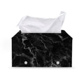 Black White Smoke Marble Print Leather Tissue Box Cover