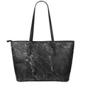 Black White Smoke Marble Print Leather Tote Bag With Zipper