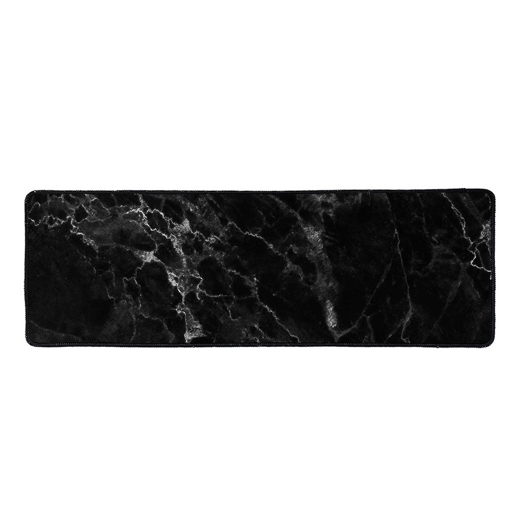Black White Smoke Marble Print Long Kitchen Mat
