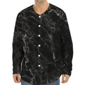 Black White Smoke Marble Print Long Sleeve Baseball Jersey