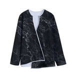 Black White Smoke Marble Print Long Sleeve Short Coat