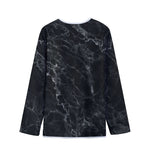 Black White Smoke Marble Print Long Sleeve Short Coat