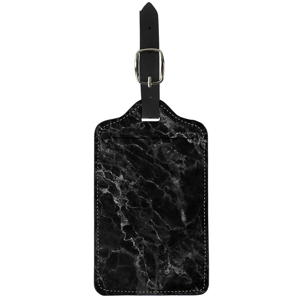Black White Smoke Marble Print Luggage Tag