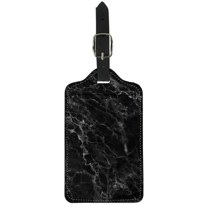 Black White Smoke Marble Print Luggage Tag