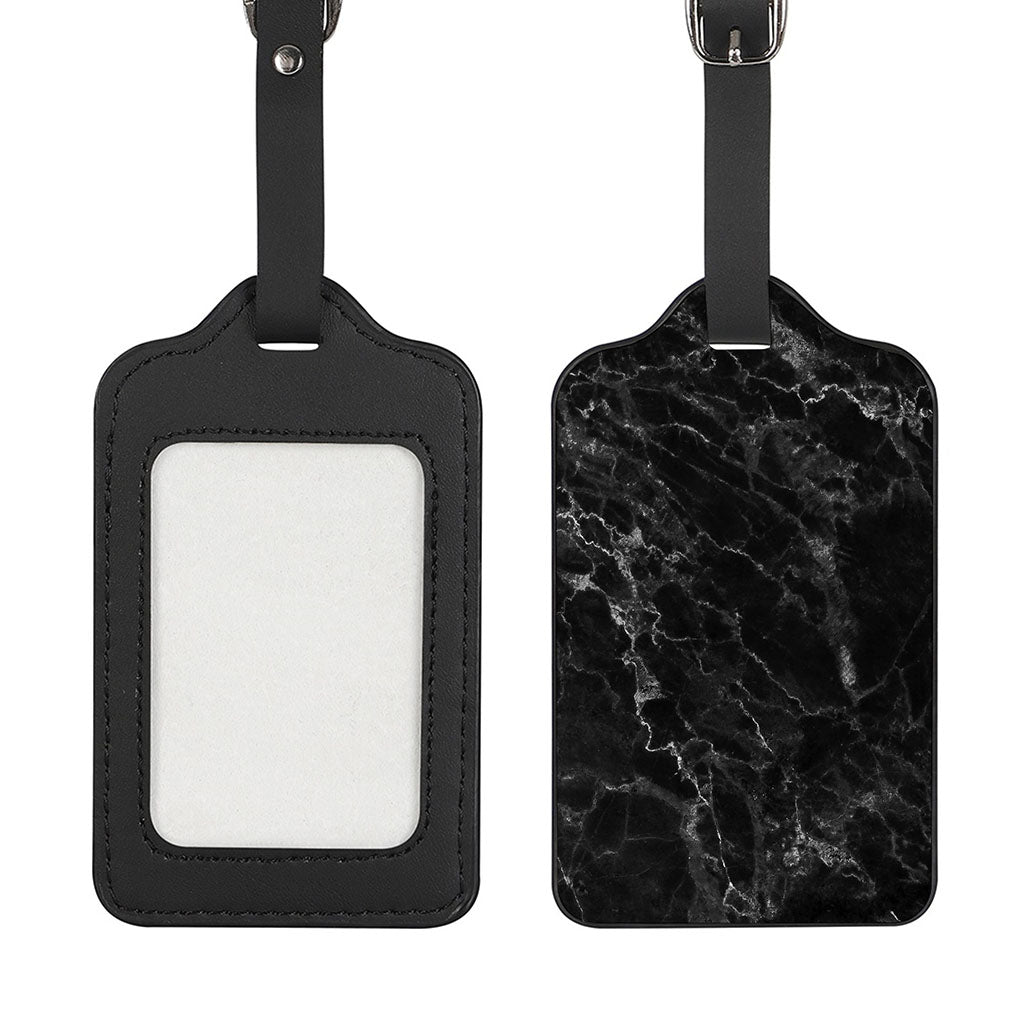 Black White Smoke Marble Print Luggage Tag
