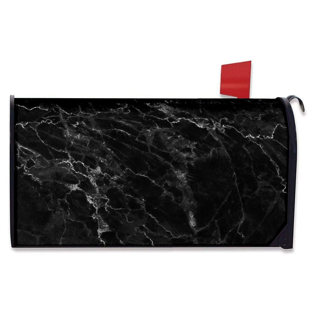 Black White Smoke Marble Print Mailbox Cover