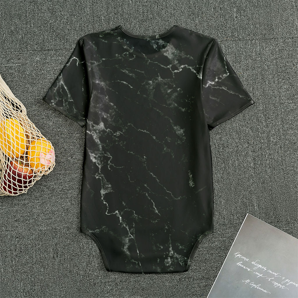 Black White Smoke Marble Print Men's Bodysuit