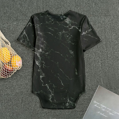 Black White Smoke Marble Print Men's Bodysuit
