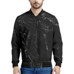 Black White Smoke Marble Print Men's Bomber Jacket