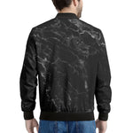 Black White Smoke Marble Print Men's Bomber Jacket