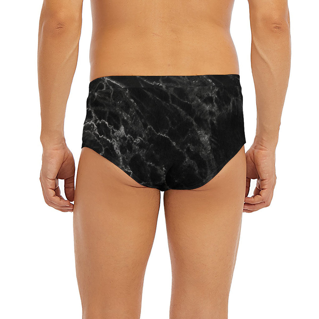 Black White Smoke Marble Print Men's Briefs