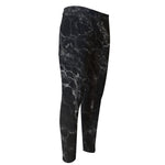 Black White Smoke Marble Print Men's Compression Pants
