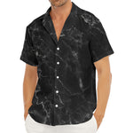 Black White Smoke Marble Print Men's Deep V-Neck Shirt