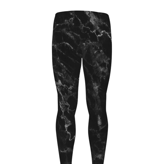 Black White Smoke Marble Print Men's leggings