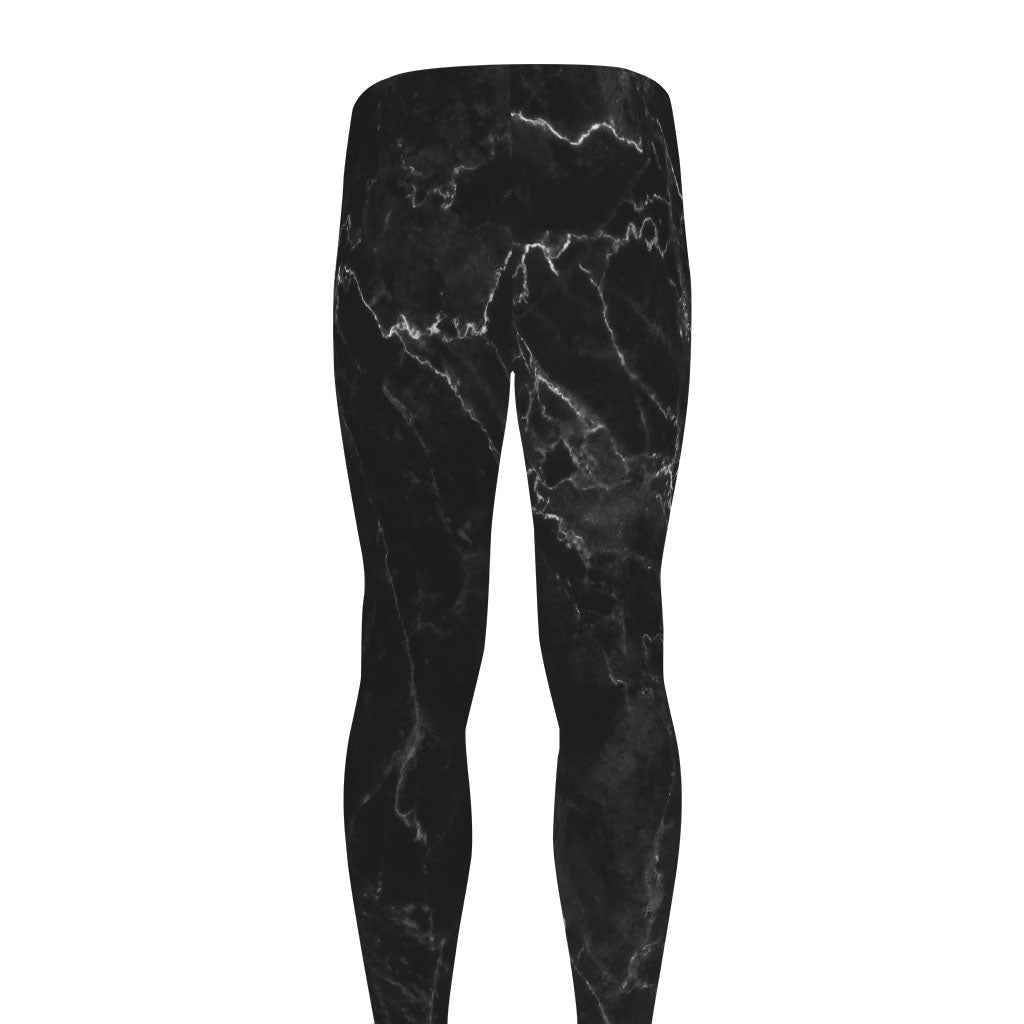 Black White Smoke Marble Print Men's leggings