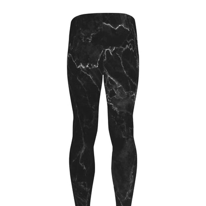 Black White Smoke Marble Print Men's leggings