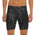 Black White Smoke Marble Print Men's Long Boxer Briefs