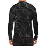 Black White Smoke Marble Print Men's Long Sleeve Rash Guard