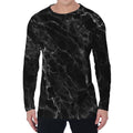 Black White Smoke Marble Print Men's Long Sleeve T-Shirt