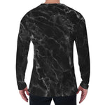 Black White Smoke Marble Print Men's Long Sleeve T-Shirt