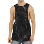 Black White Smoke Marble Print Men's Muscle Tank Top
