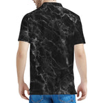 Black White Smoke Marble Print Men's Polo Shirt