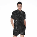 Black White Smoke Marble Print Men's Romper