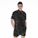 Black White Smoke Marble Print Men's Rompers