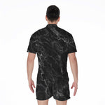 Black White Smoke Marble Print Men's Rompers