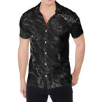 Black White Smoke Marble Print Men's Shirt