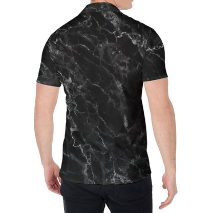 Black White Smoke Marble Print Men's Shirt