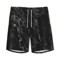 Black White Smoke Marble Print Men's Athletic Shorts