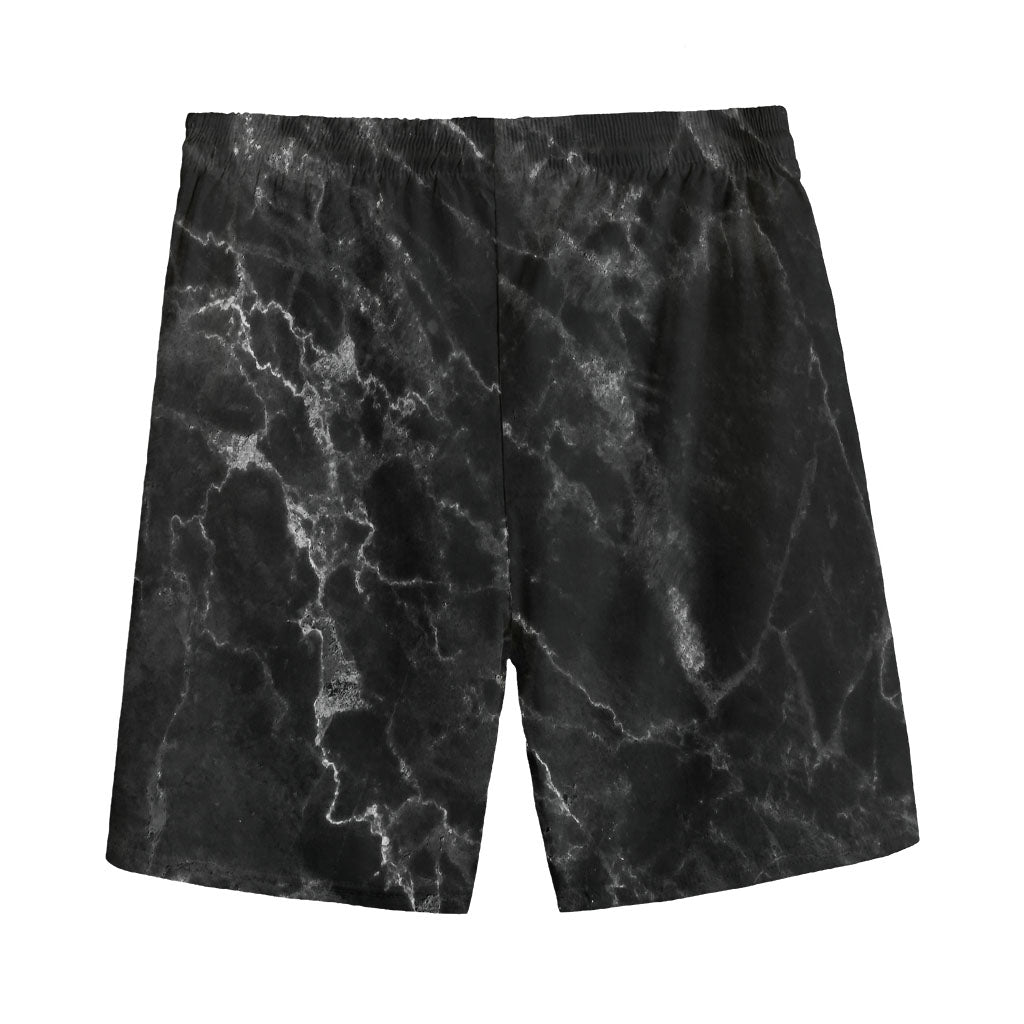 Black White Smoke Marble Print Men's Sports Shorts