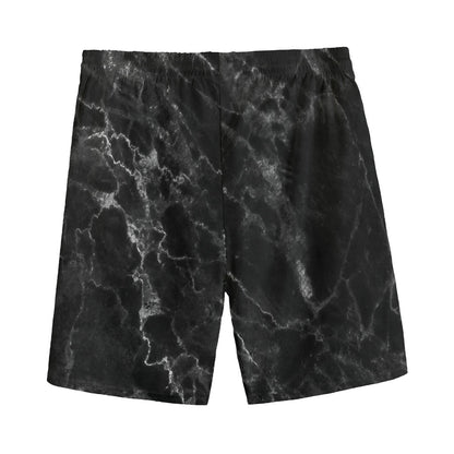 Black White Smoke Marble Print Men's Sports Shorts