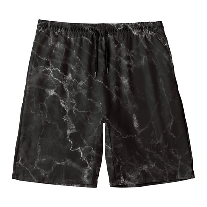 Black White Smoke Marble Print Men's Swim Trunks