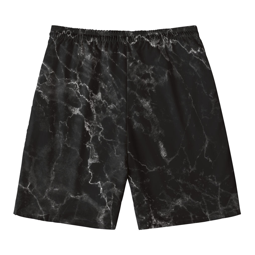 Black White Smoke Marble Print Men's Swim Trunks