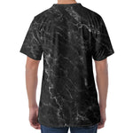 Black White Smoke Marble Print Men's Velvet T-Shirt