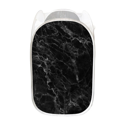 Black White Smoke Marble Print Mesh Laundry Hamper