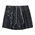 Black White Smoke Marble Print Mesh Shorts
