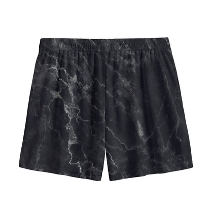 Black White Smoke Marble Print Mesh Shorts