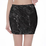 Black White Smoke Marble Print Pencil Mini Skirt